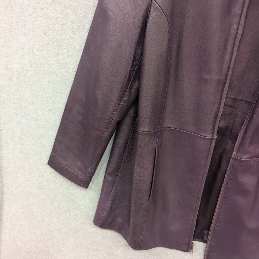 Centigrade Leather Purple Full Zip Jacket Womens Large Plum Genuine Leather Coat - Picture 7 of 12